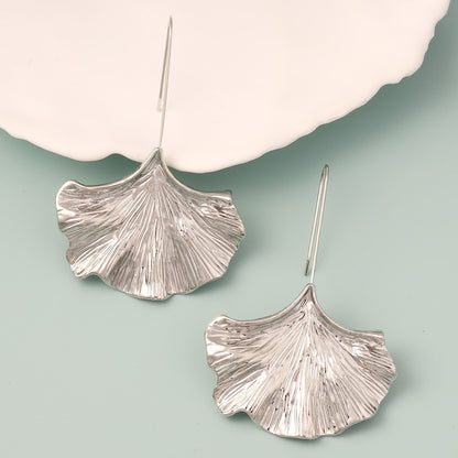 Women Fashion Creative Exaggerated Ginkgo Leaf Earrings