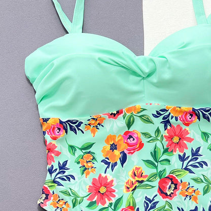 Traje de baño de una pieza con estampado floral para mujer