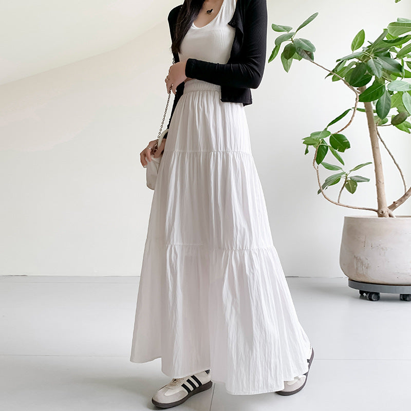 Women Basic Solid Color Long Skirt
