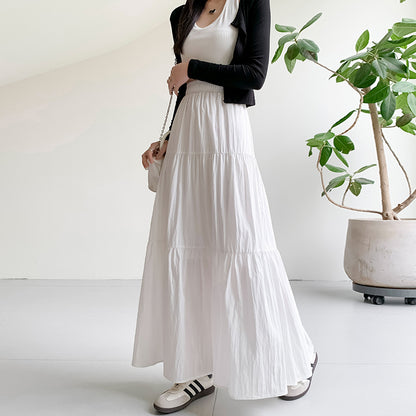 Women Basic Solid Color Long Skirt