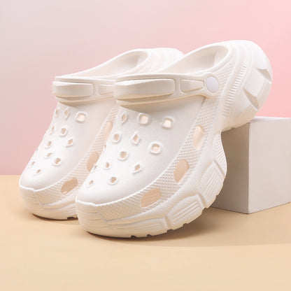 Zapatillas informales de suela gruesa con agujeros y suela gruesa para mujer