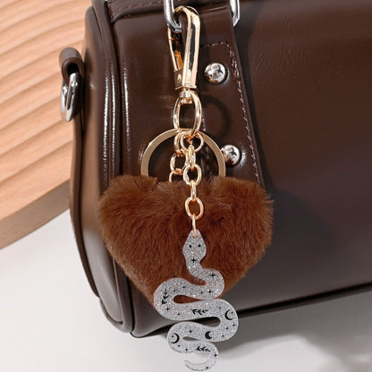 Plush Heart Snake Pendant Keychain Lovable Wind Style