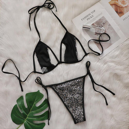 Vacation Women Sexy Sequins Bikini