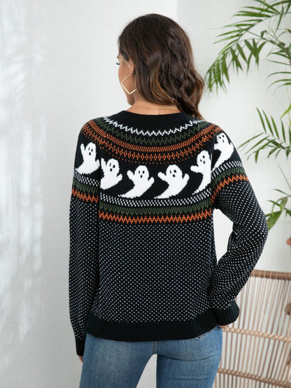 Cardigan à manches longues pour femme, motif fantôme amusant, dessin animé, Halloween