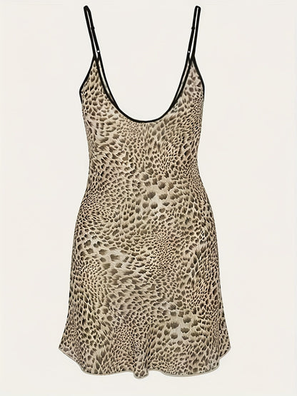 Vestido sexy de leopardo con tirantes finos para mujer