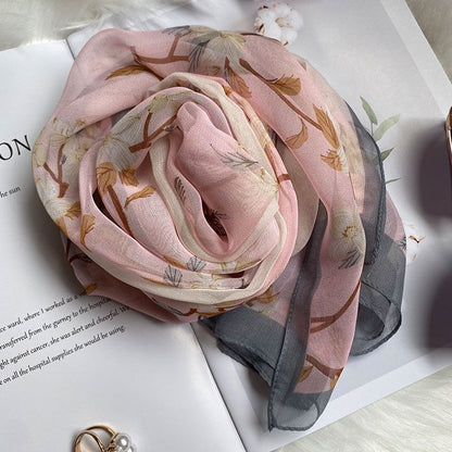 Bufanda de seda con estampado floral para mujer