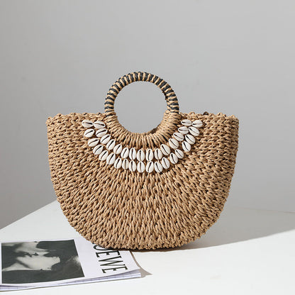 Vacation Beach Vintage Semi-Round Shell Handbag