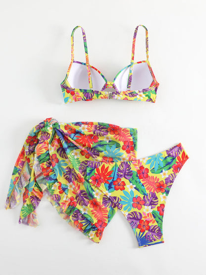 Ensemble de cache-maillots de bain sexy à imprimé floral pour femme