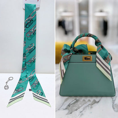 Bufanda con asa para bolso con lazo estampado de moda