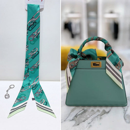 Fashion Printed Ribbon Tie Bag Handle Scarf