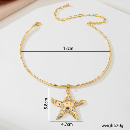 Collar de estrella de mar con diamantes de imitación y personalidad de moda