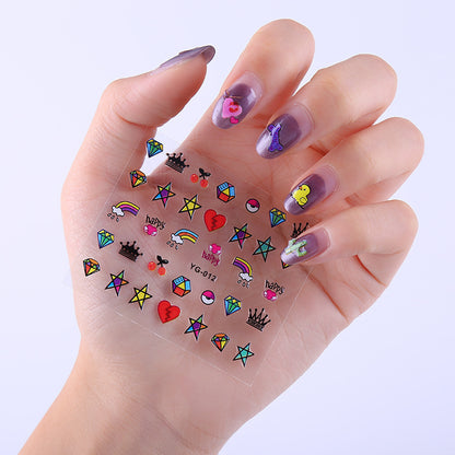 Autocollant 3D imperméable à paillettes pour nail art, motif dessin animé d'Halloween