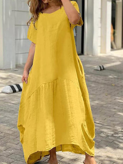 Women Fashion Casual Loose Plus Size Maxi Dress