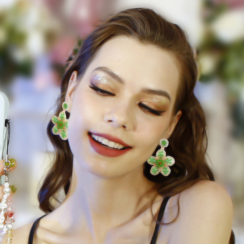 Boucles d'oreilles bohèmes en perles florales pour femmes