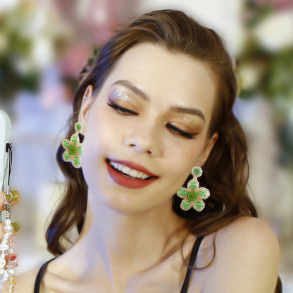 Boucles d'oreilles bohèmes en perles florales pour femmes