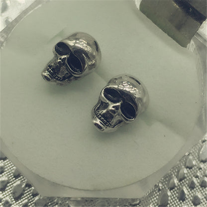 Pendientes de calavera de plata retro de moda para hombre y mujer