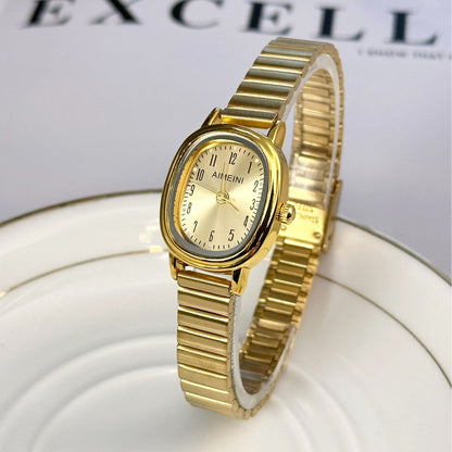 Women Fashion Simple Oval Disc Quartz Watch