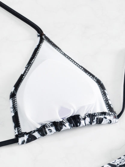 Bikini dos nu sexy à blocs de couleurs pour femmes