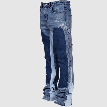 Men Fashion Loose Flared Cargo Denim Pants