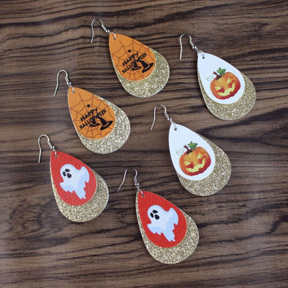 Pendientes de calavera con purpurina para Halloween para mujer