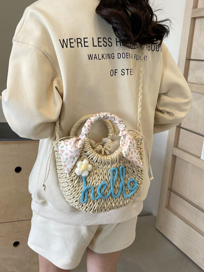 Women Fashion Casual Vacation Straw Woven Beach Handbag