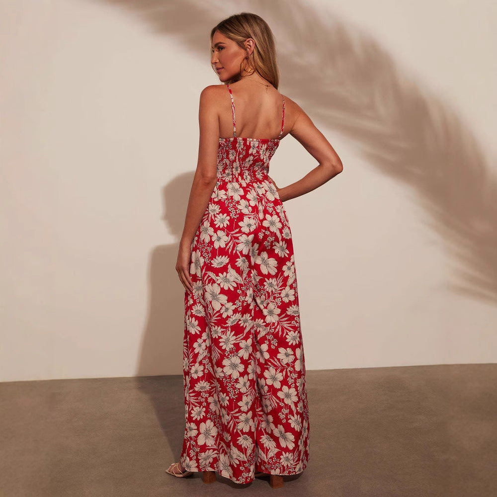 Combinaison à imprimé floral pour femme, mode vacances