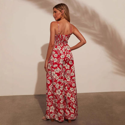 Combinaison à imprimé floral pour femme, mode vacances