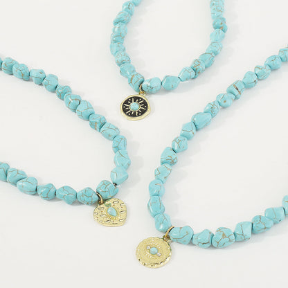 Bohemian Irregular Beaded Turquoise Necklace