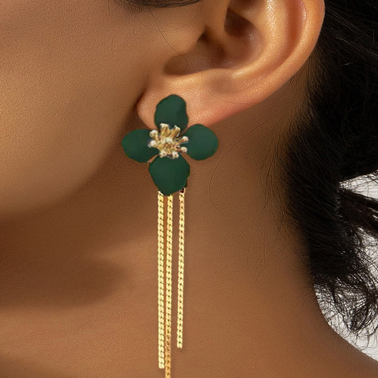 Women Fashion Creative Floral Tassel Earrings