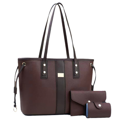 Women Color Blocking Large Capacity Tote Bag Set