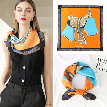 Bufanda cuadrada con estampado de doble cara de moda de verano para mujer