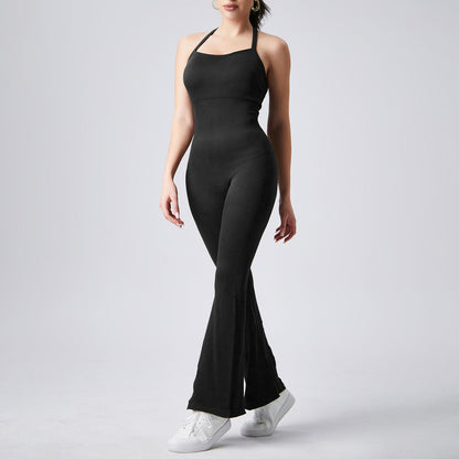 Women Fashion Solid Color Halter-Neck Jumpsuits