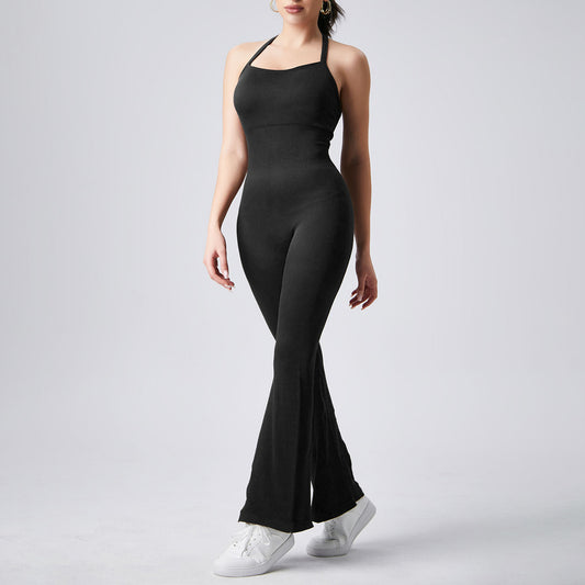 Women Fashion Solid Color Halter-Neck Jumpsuits