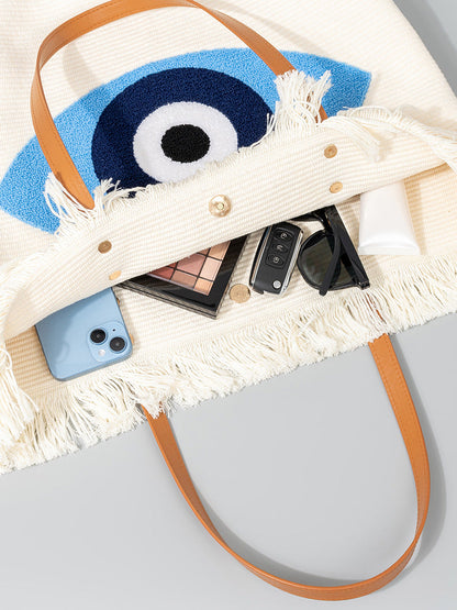 Bolsa de lona bordada con ojos bohemios