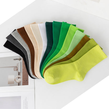 Calcetines de algodón hasta la rodilla de color liso para mujer
