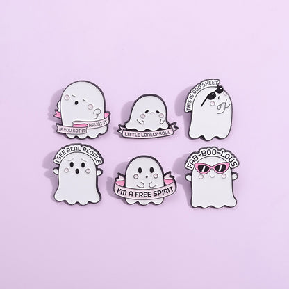 Broche fantôme d'Halloween en alliage de zinc pour femme, simple et mignonne