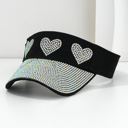 Gorra de béisbol para pareja con diamantes de imitación en forma de corazón