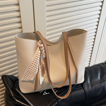 Bolso tote informal de PU con cinta de gran capacidad para mujer