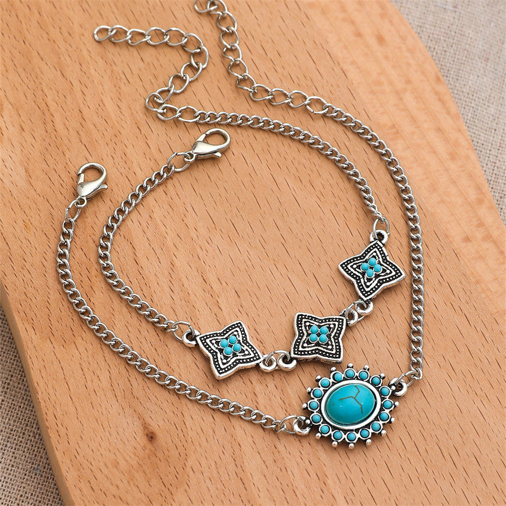 Conjunto de pulseras de turquesa bohemia