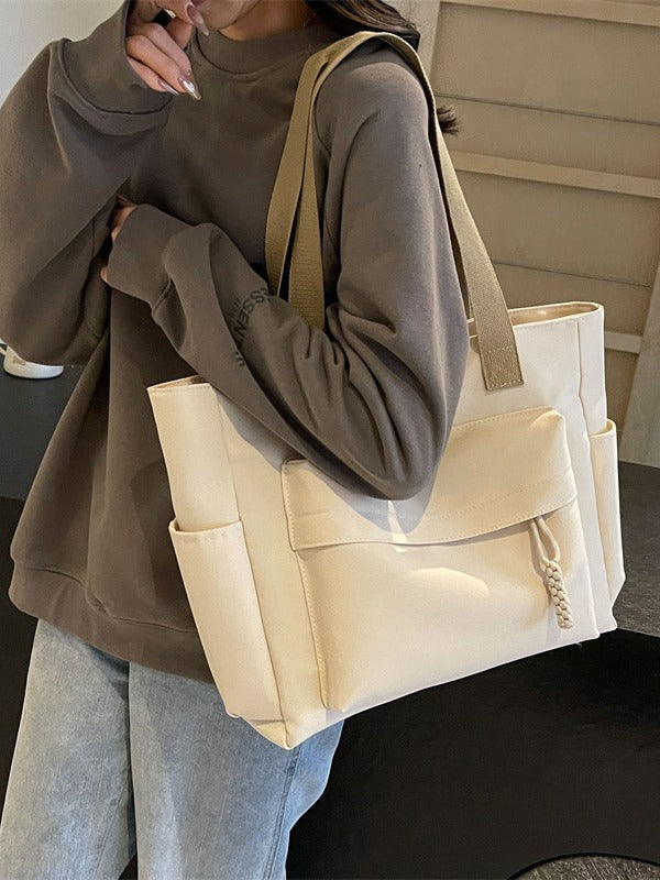 Women Casual Solid Color Large Capacity Tote Bag