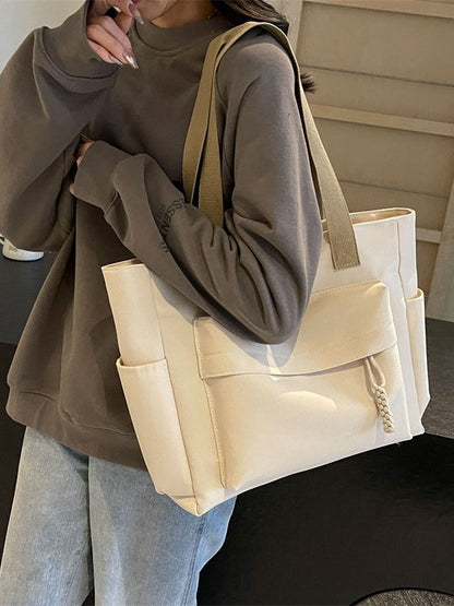 Women Casual Solid Color Large Capacity Tote Bag
