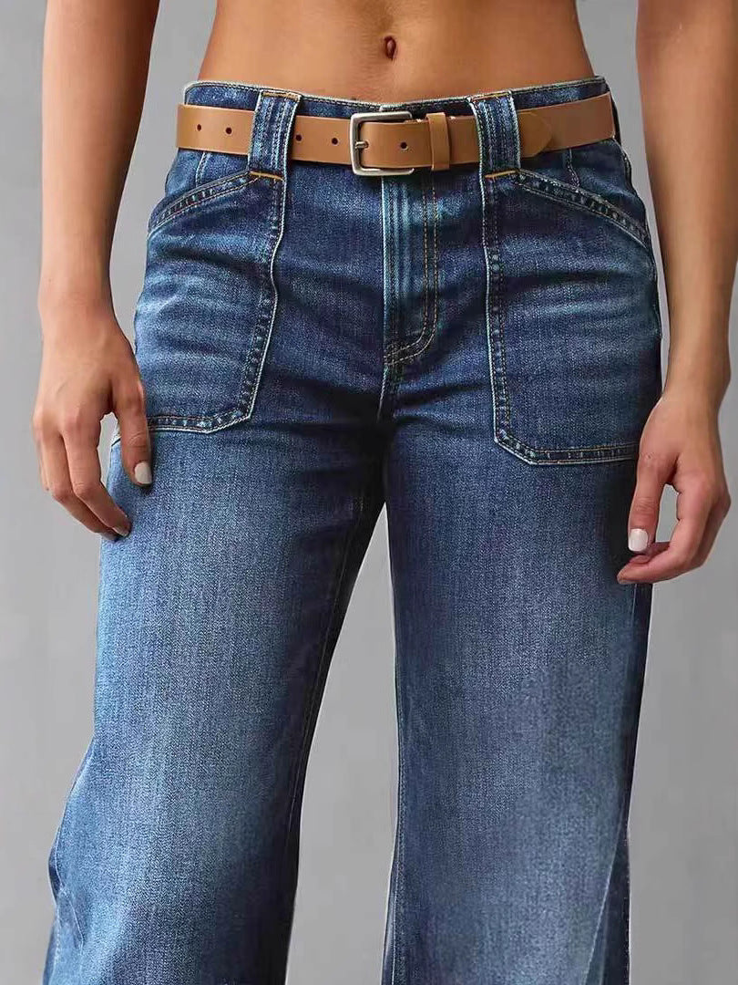 Women Casual Loose Jeans Made of Cotton and Polyester