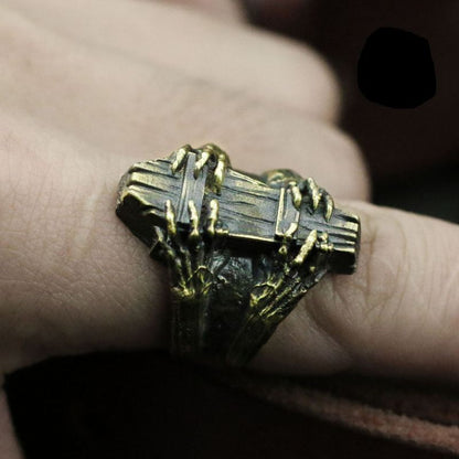 Anillos de calavera de ataúd punk vintage de moda unisex para Halloween