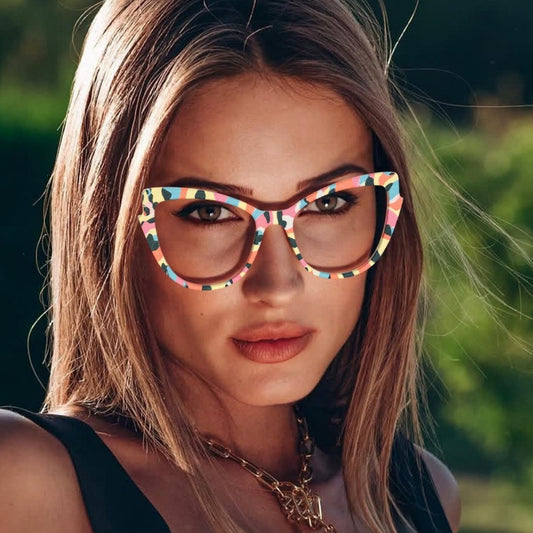 Monture en verre multicolore tendance pour femme