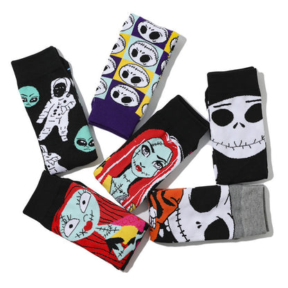 Calcetines unisex de moda con diseño de calaveras divertidas de Halloween