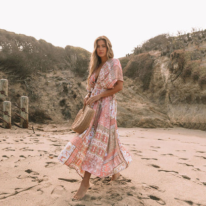 Fashion Women Vintage Boho Graphic Print Cover-Up