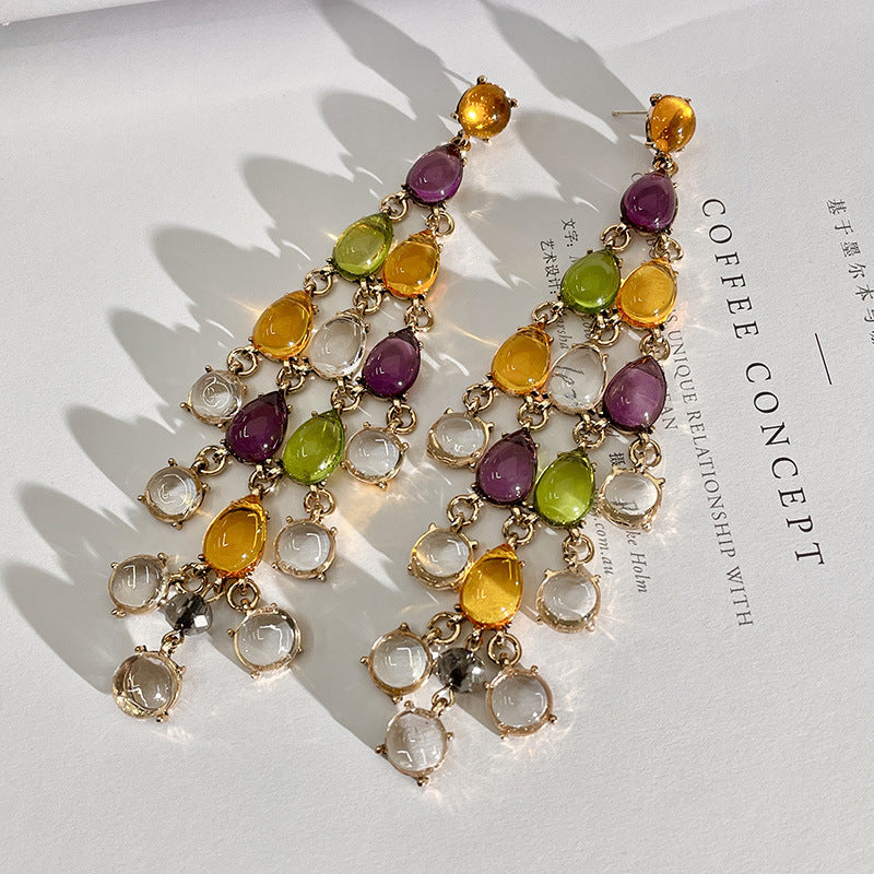 Pendientes bohemios de cuentas multicolores para mujer