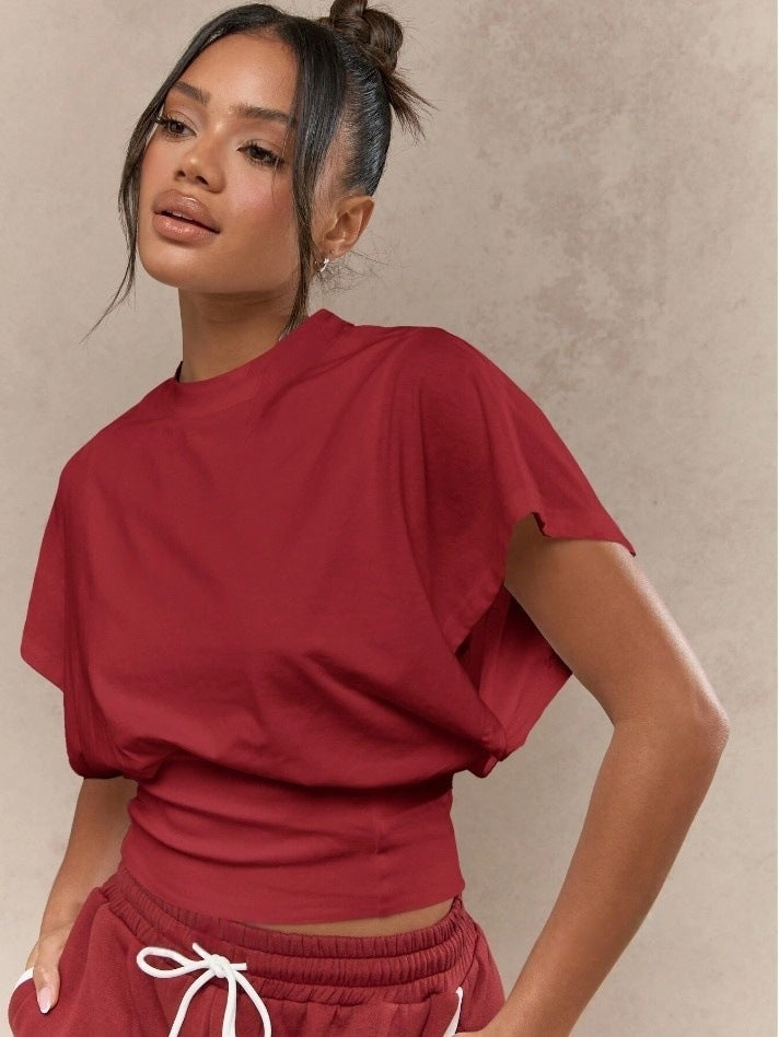 Women Fashion Casual Solid Color Short-Sleeve T-Shirt