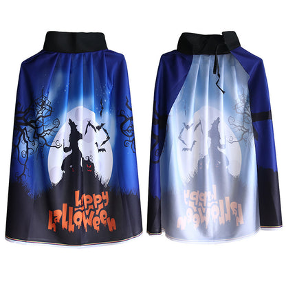 Halloween Digital Printing Pumpkin Ghost Pattern Cloak