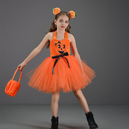 Kids Toddler Big Girls Halloween Mesh Sleeveless Dress